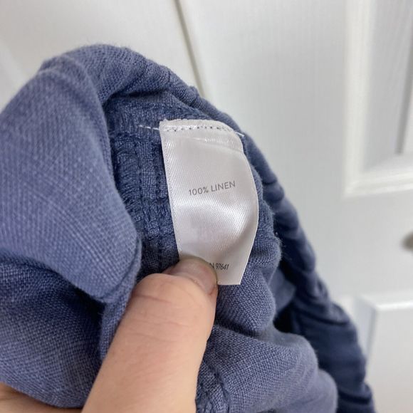 J.Jill Pure Size M Garment Dyed Linen Pants Blue Pull On Lagenlook Straight - Picture 2 of 5